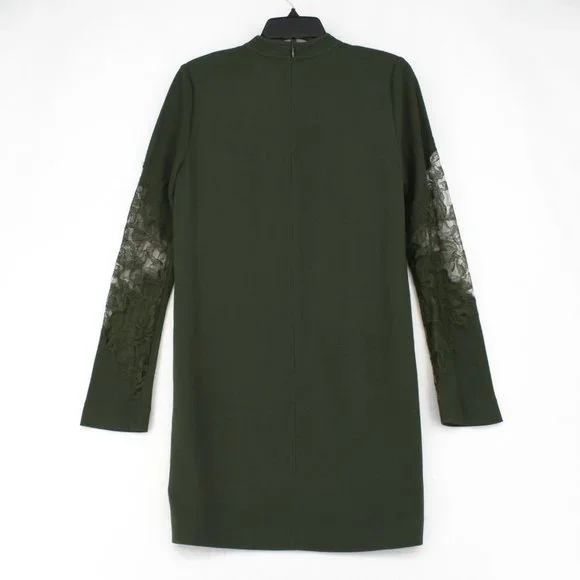 Dion Lee Dress Womens Green Lace Applique Long Sleeve Mini Knit Dress Size 4 New